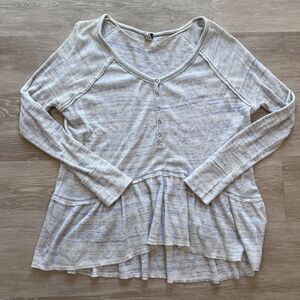 Free People We The Free Coastline Thermal Peplum Henley Top -Size M